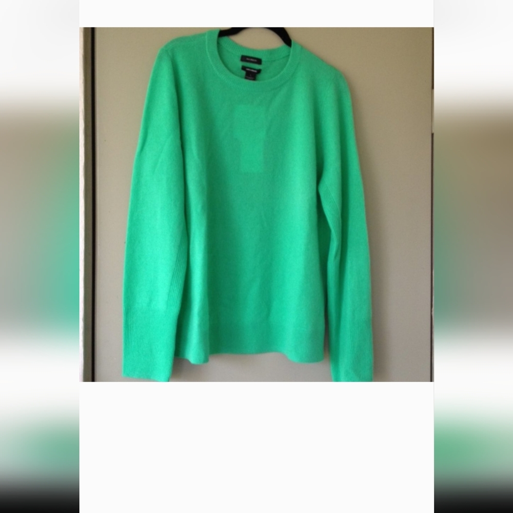 Halogen Nordstrom 100% Cashmere Soft Green Long Sleeve Crewneck Sweater NEW Lrg